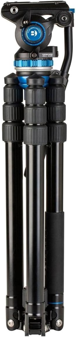 Aero 6 PRO Video Travel Tripod with Monopod with S6 PRO Flat Base Fluid Video Head, 13.2 lb. Max, Leveling Center