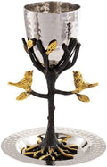 Yair Tree of Life Kiddush Cup For Shabbat and Yom Tov | Stainless Steel and Brass | Comes with Saucer | Unique