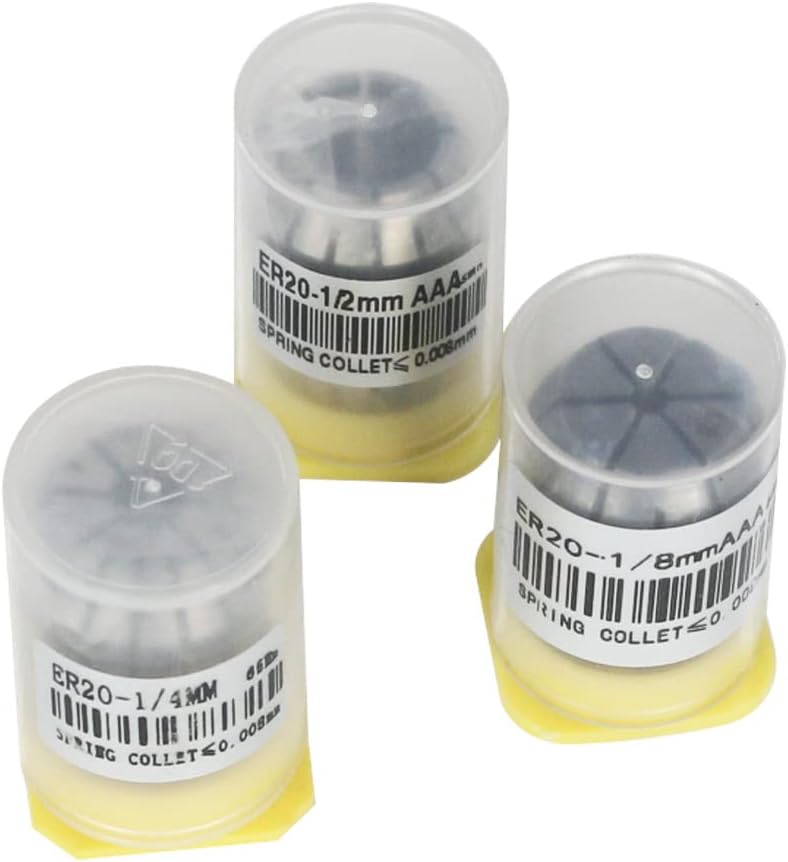 3 Pcs ER20 Spring Collet Set (1/8" & 1/4" & 1/2")