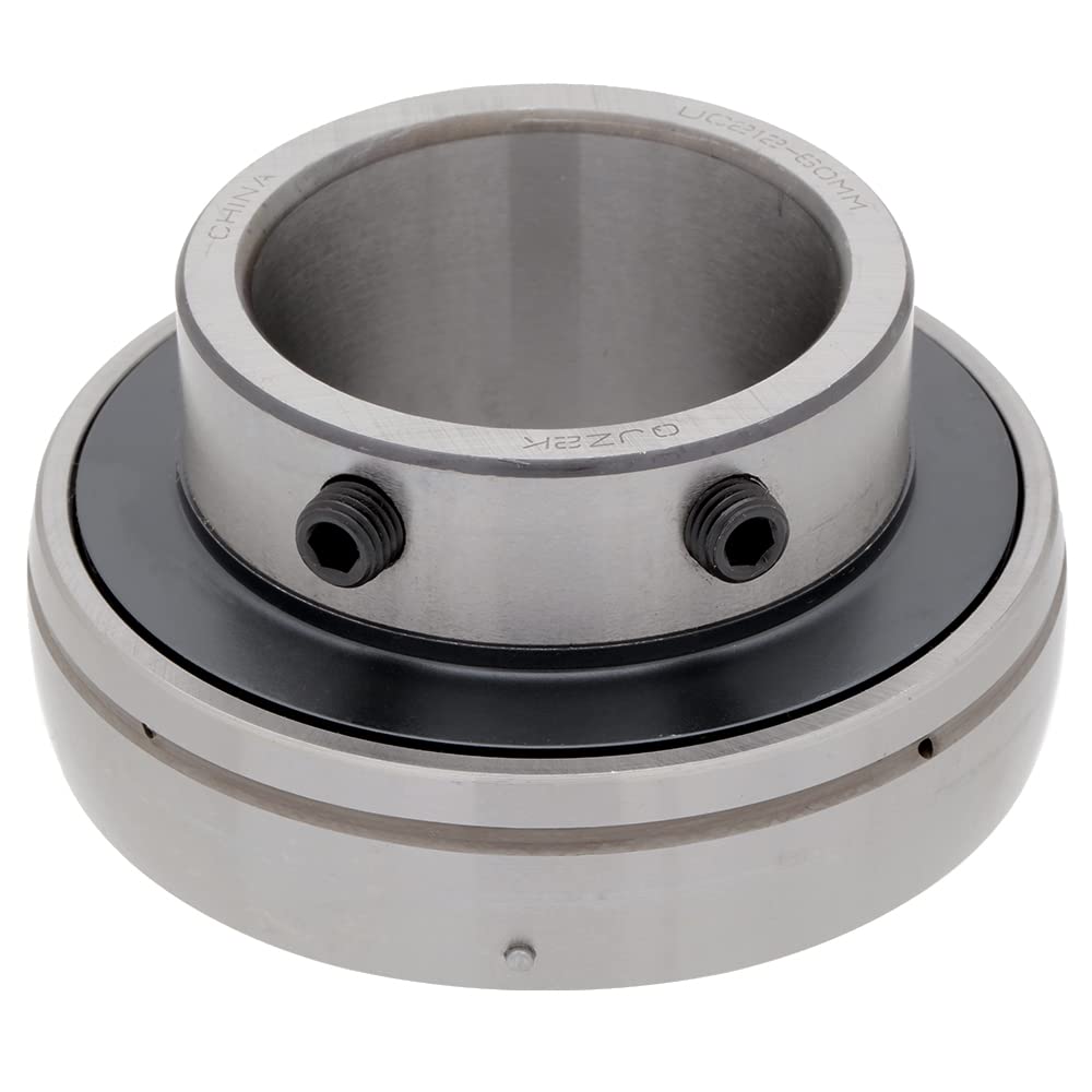 [2-Pack] UC212 - Insert Bearing - 2.362 in Bore - 4.331 in Outer Diameter - 2.563 in Width - 1.063 in Outer Ring Width, Set Screw Locking Collar, Double Sealing, Relubricable