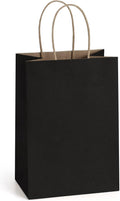 Gift Bags with Handles 5.25x3x8 Inch Small Black 100 Pack Bulk