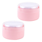 2 Pcs Large Body Powder Container with Sifter and Powder Puff Pink