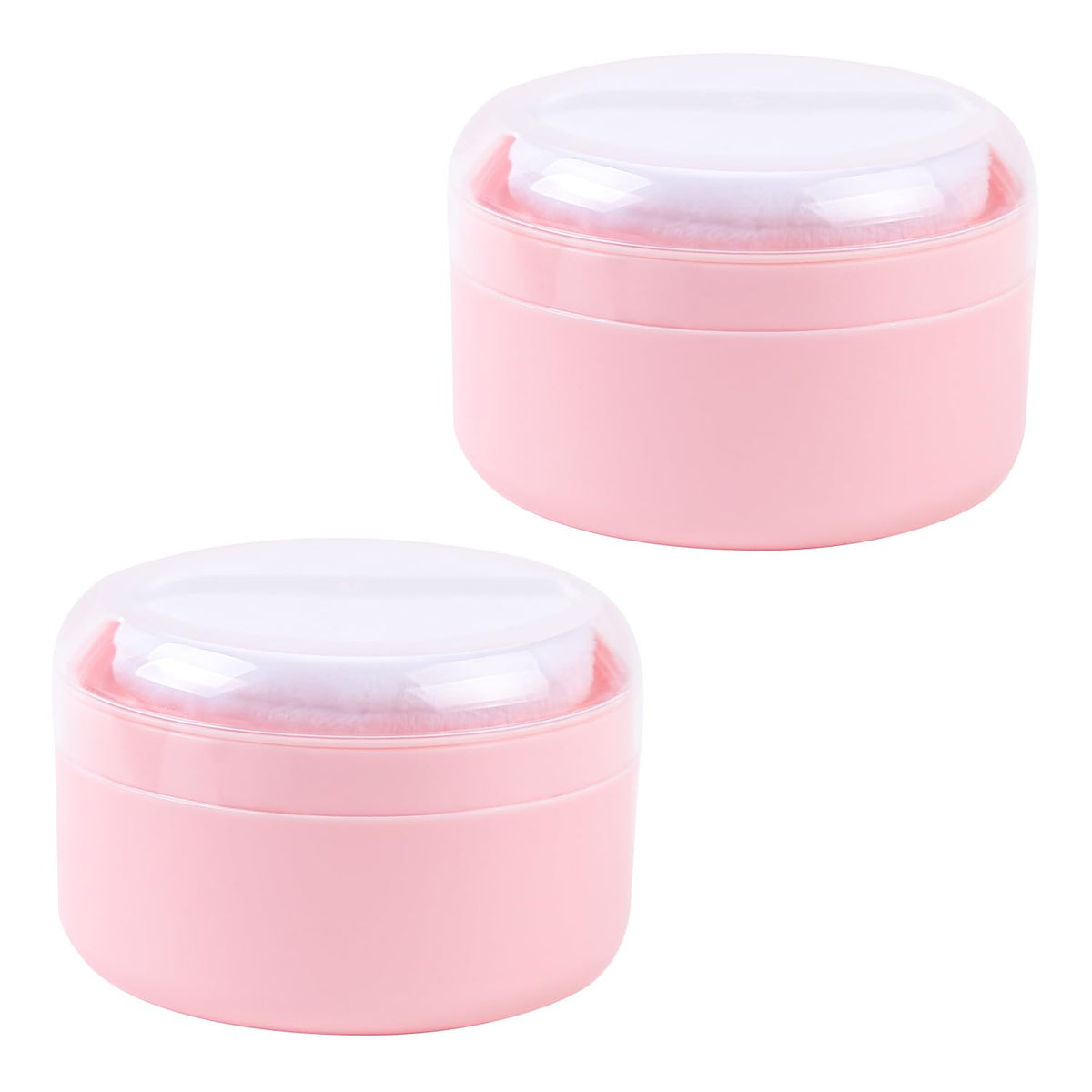 2 Pcs Large Body Powder Container with Sifter and Powder Puff Pink