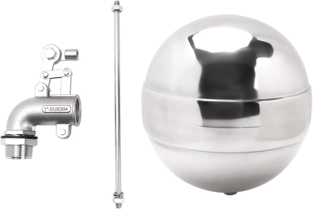 Adjustable Float Ball Valves - 1" NPT Male Thread Stainless Steel 304 Elbow Flow Control Float Valve for Automatic Water Level Control Tank Pond Water Tower