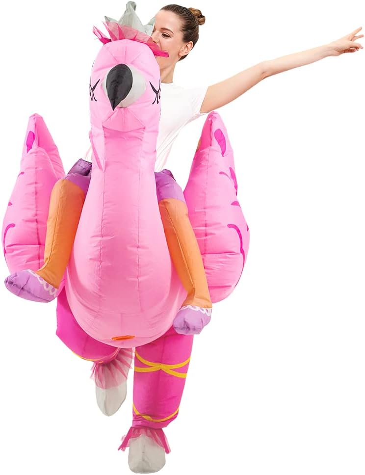 Inflatable Flamingo Costume Adult, Inflatable Costumes Women, Pink Flamingo Funny Suit Blow Up Costume for Adults