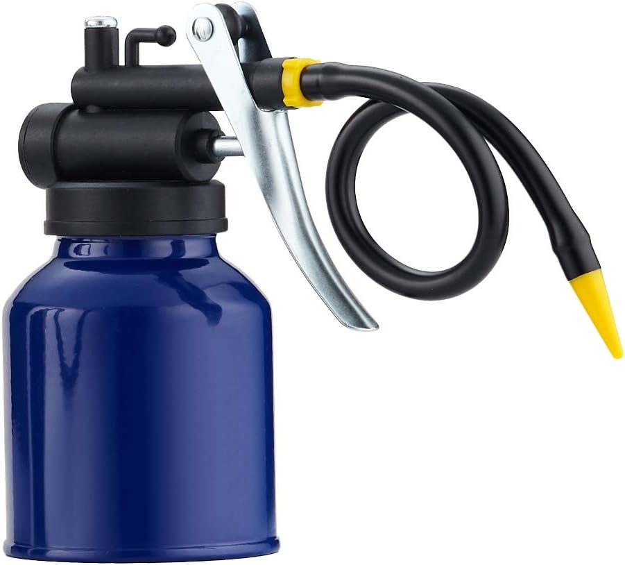 Oil Can Pump Heavy Duty Pistol Type Oiler with Metl & Flexible Spout (Blue)