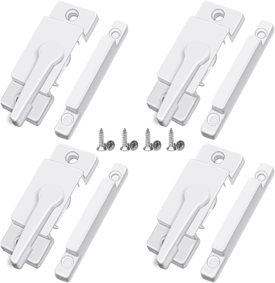Metal Locks for Windows and Doors Window Sash Locks White ZUONAI 4 Pack Vinyl Window Sash Locks for Double Hung