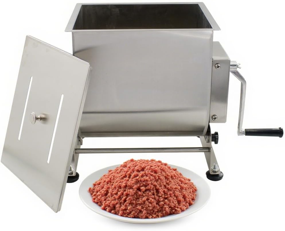 Manual Meat Mixer, 15 Pound Capacity Tilt Tank Meat Mixer for Sausage, Stainless Steel 15lbs/7.5L Sausage Mixer Food