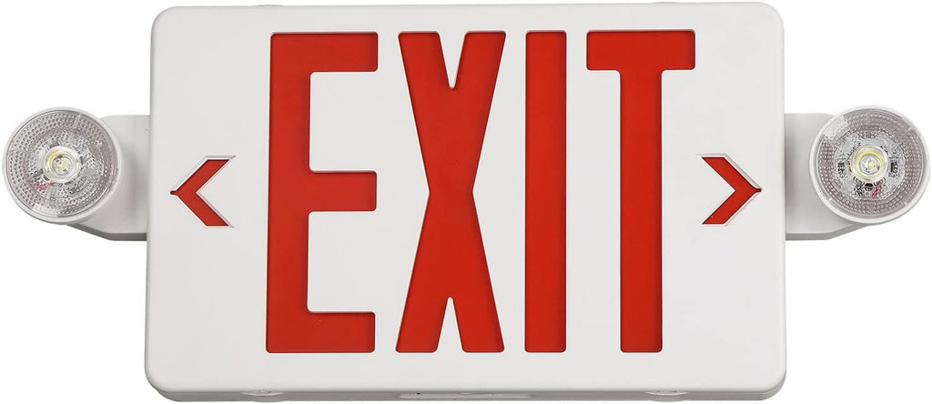 Red Exit Sign with Emergency Light, LED Exit Light with Battery Backup, UL Listed, AC 120/277V, Commercial Emergency