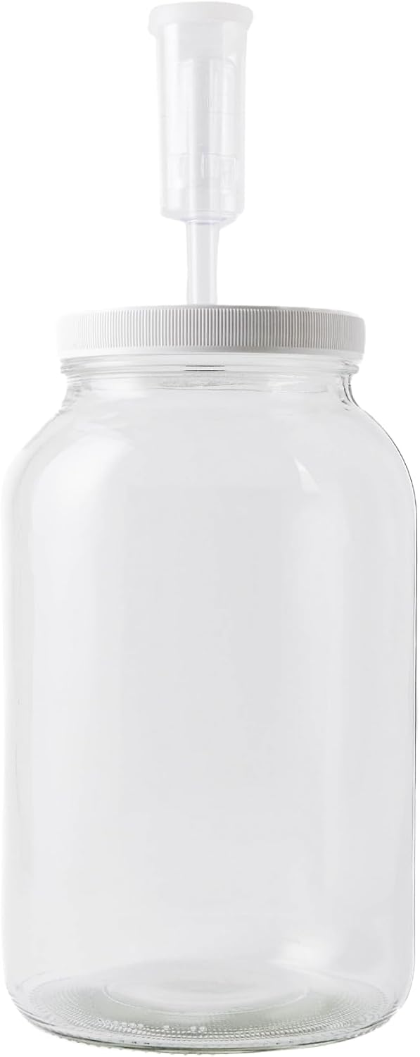 1 Gallon Mason Jar Wide Mouth & Twin Bubble Airlock for Fermentation, Pickling, Brewing & Dry Storage – BPA-Free One