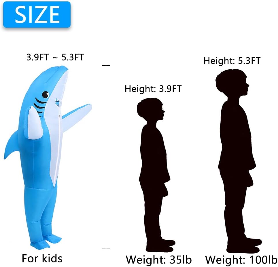 Inflatable Shark Costume for Adults & Kids | Blow Up Halloween Costume Funny, Cosplay Inflatable Costumes for Men, Women