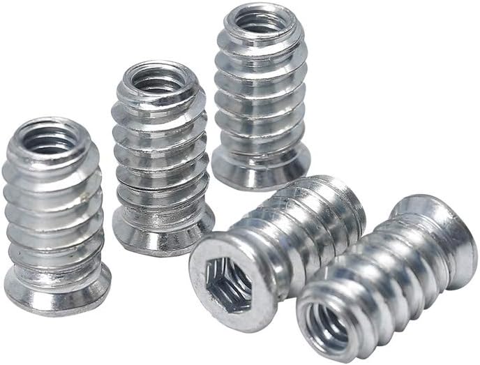 40pcs Threaded Inserts for Wood 1/4-20 Furniture Screw in Threaded Insert Nuts 20mm Length