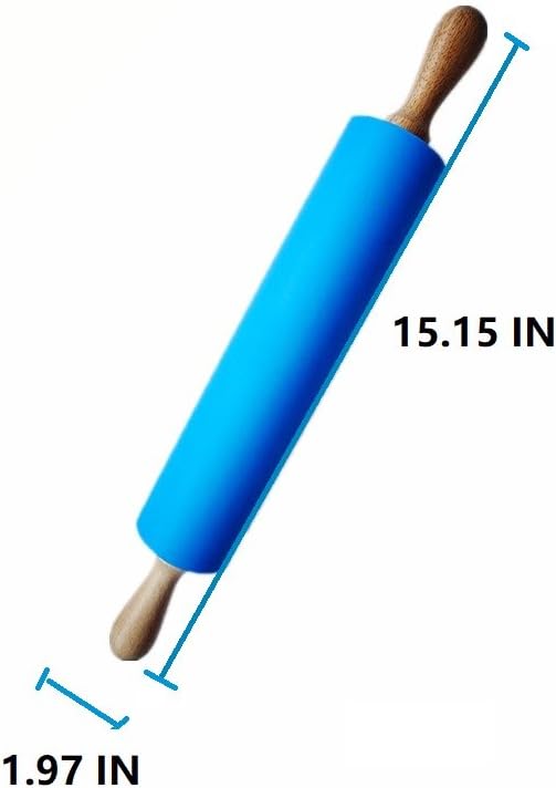 Silicone Rolling Pin with Wooden Handle - Non Stick Surface Dough Roller-roller pins for baking