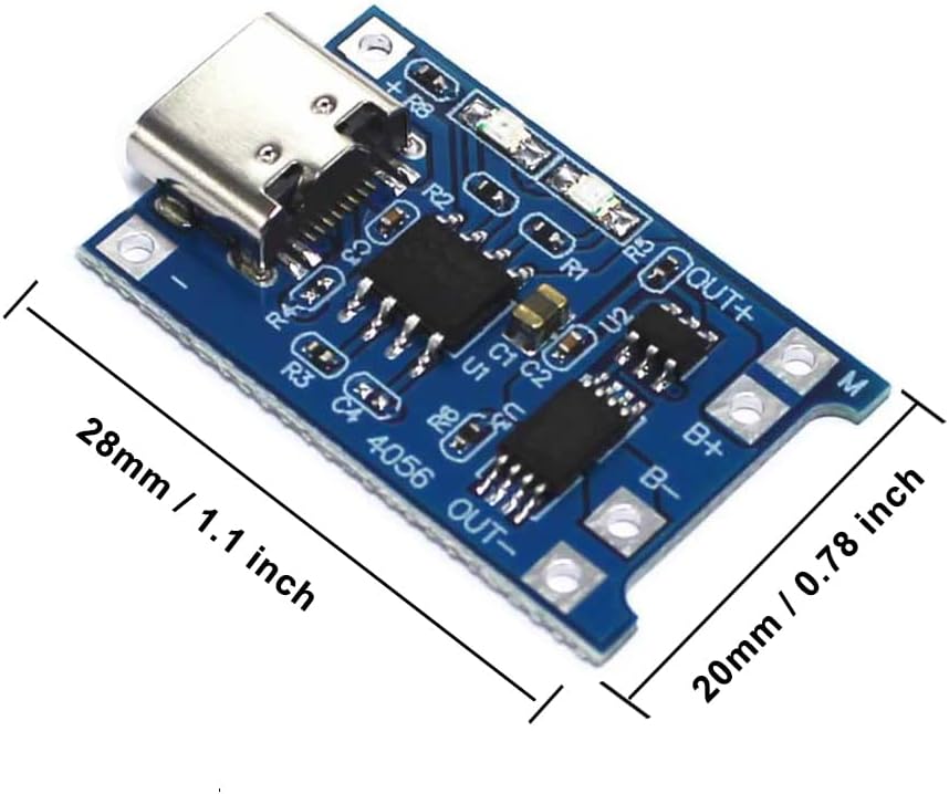 TP4056 Type-c USB 5V 1A 18650 Lithium Battery Charger Module Charging Board with Dual Protection Functions