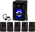 Goldwood Bluetooth 5.1 Surround Sound Home Theater Speaker System with LED Display, FM Tuner, USB/SD Inputs - 6-Piece