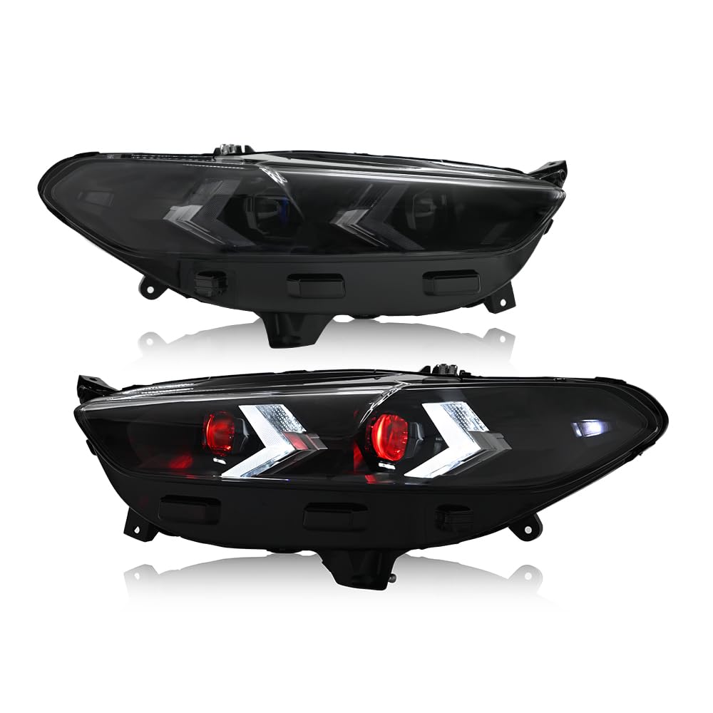 Headlights Compatible with Ford Fusion 2013-2016 2nd Gen Projector Frontlight with Start-up Animation Sequential Turn