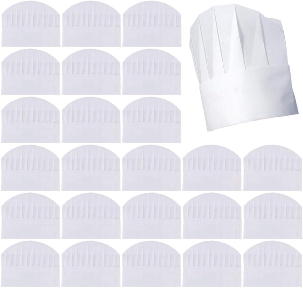 Disposable Paper Chef Hats 50 Pack Toques Caps for Baking Catering
