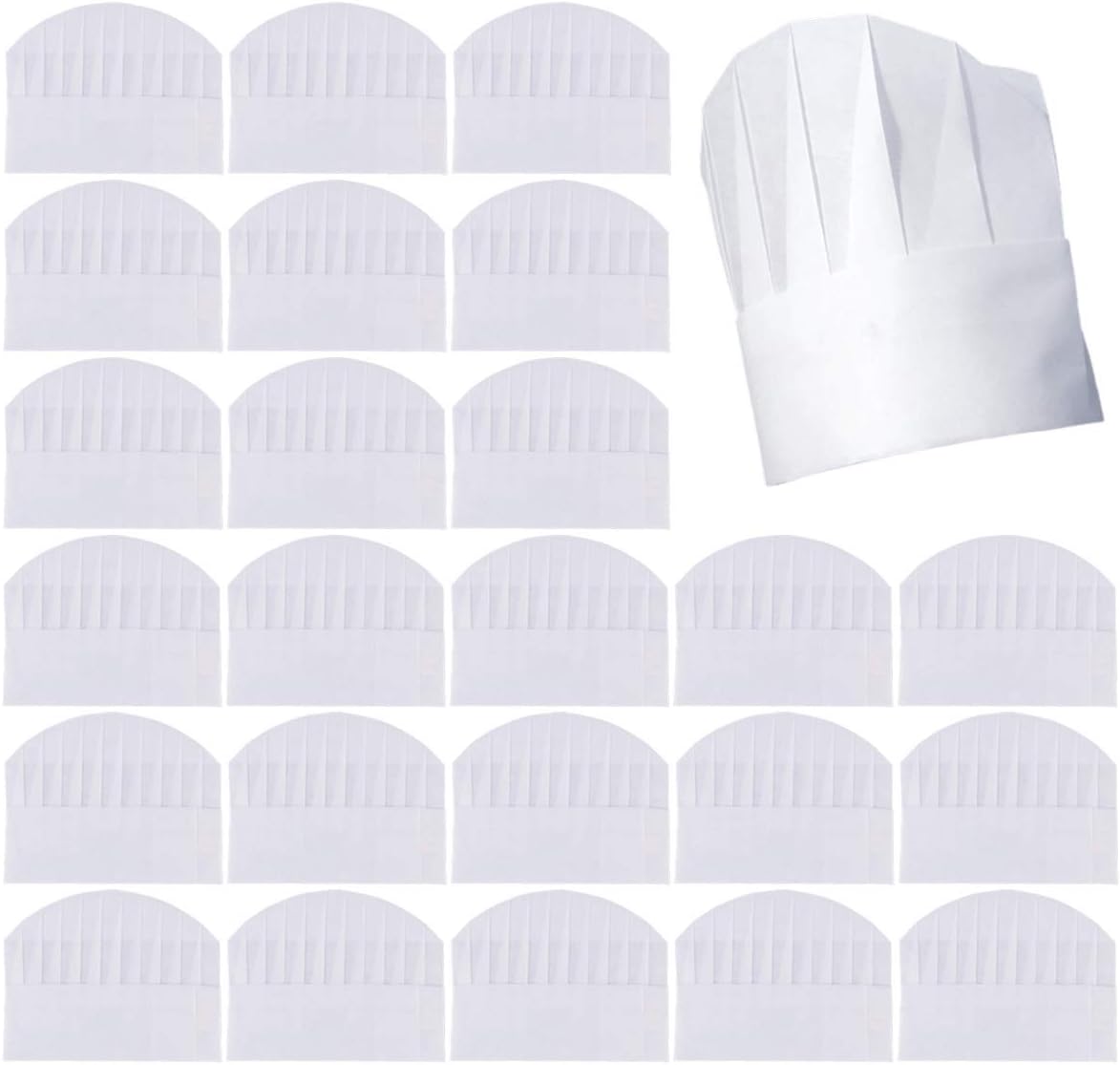 Disposable Paper Chef Hats 50 Pack Toques Caps for Baking Catering