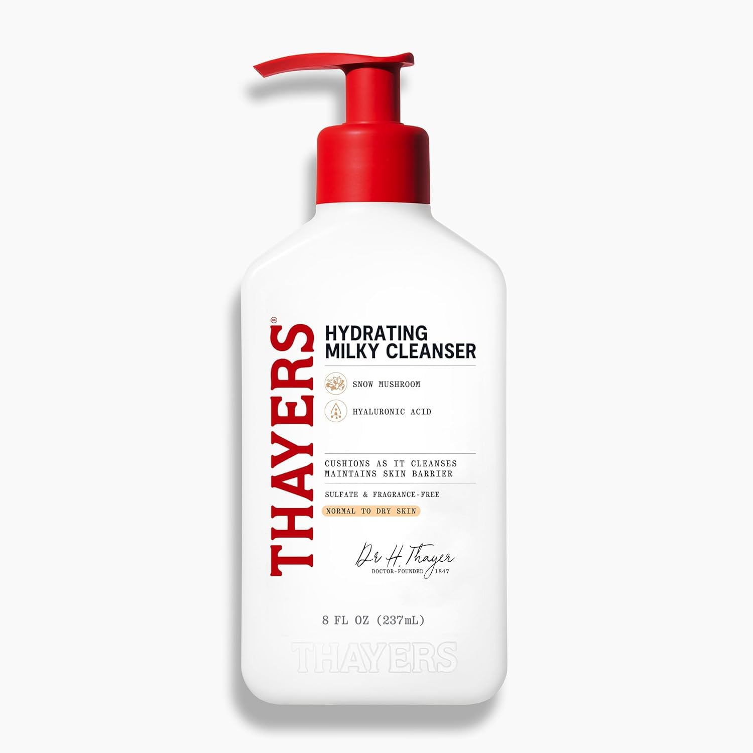 Milky Hydrating Face Cleanser with Snow Mushroom and Hyaluronic Acid, Dermatologist Recommended Gentle Facial Wash