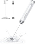 LunaFro Rechargeable Milk Frother,Stand & 2 Detachable Whisks | 8000RPM Turbo Motor, 1200mAh lithium battery