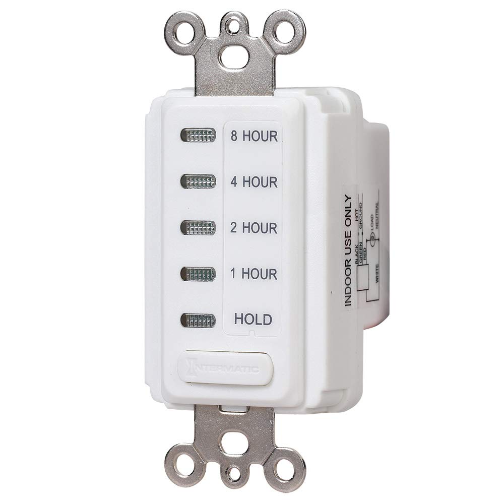 Intermatic EI220W 1/2/4/8 Hour SPST 1800-Watt In-Wall Countdown Timer, White