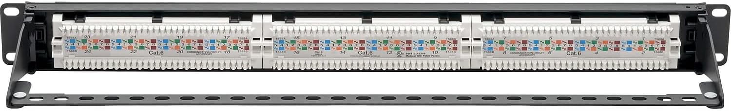 Eaton Tripp Lite Cat6 24-Port PoE+ Patch Panel, RJ45 Ethernet, 1U Rackmount, EIA/TIA 568A/B Wiring Standards for 110
