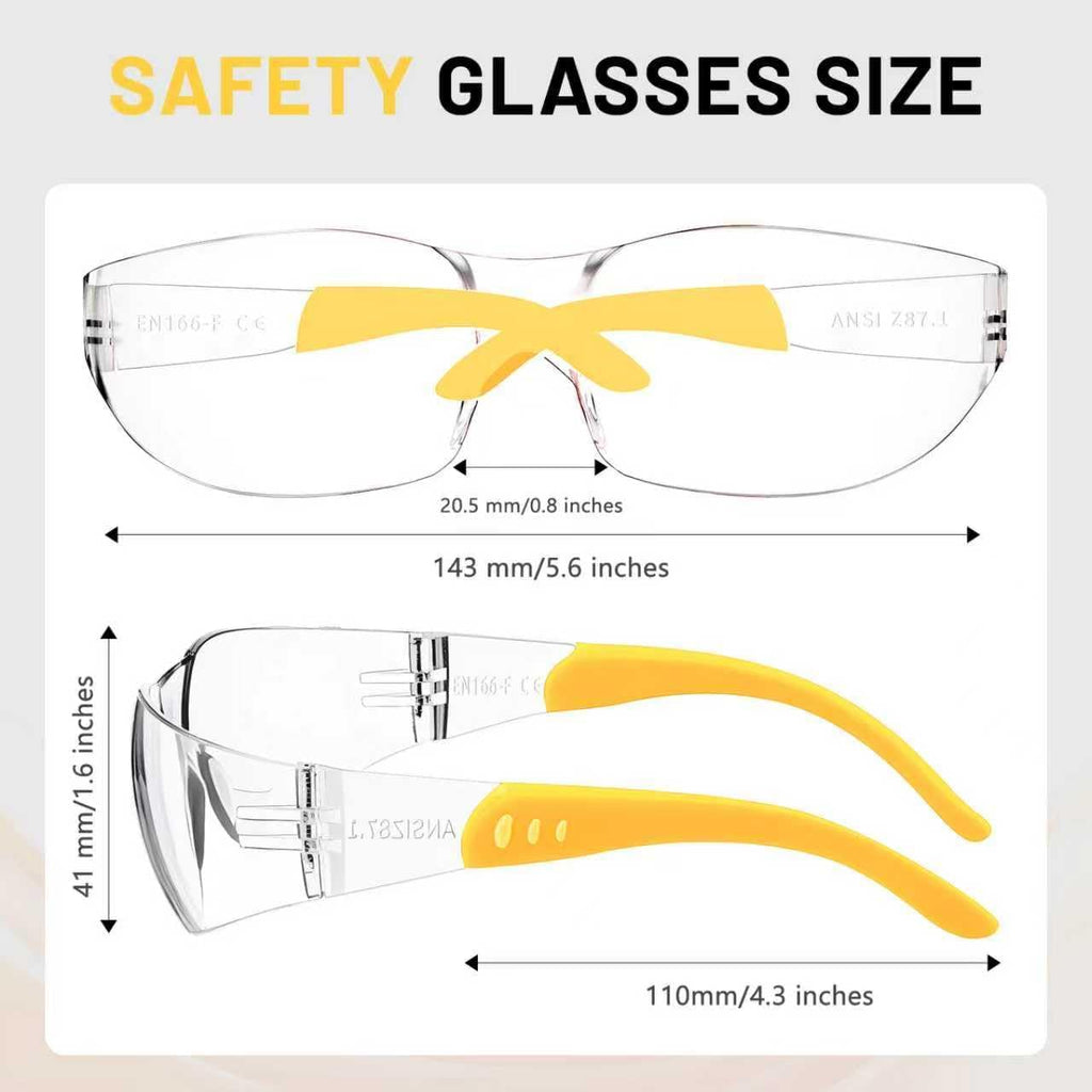 Anti Fog Wraparound Safety Glasses Bulk, ANSI Z87.1 Certified for Construction, Yard Work, Laboratories