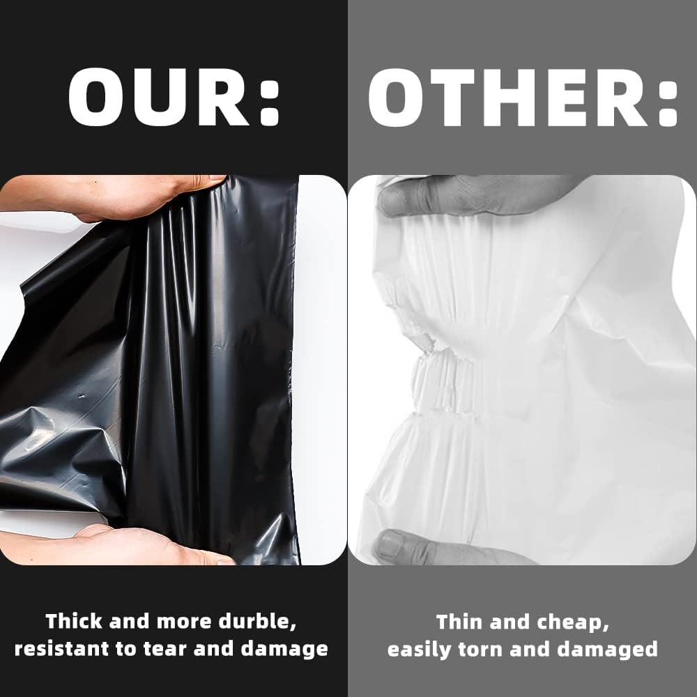 100 pcs 12x15.5 Inches Black Poly Mailers Shipping Envelopes, Strong Adhesive Sealing, Waterproof, and Tear-resistant
