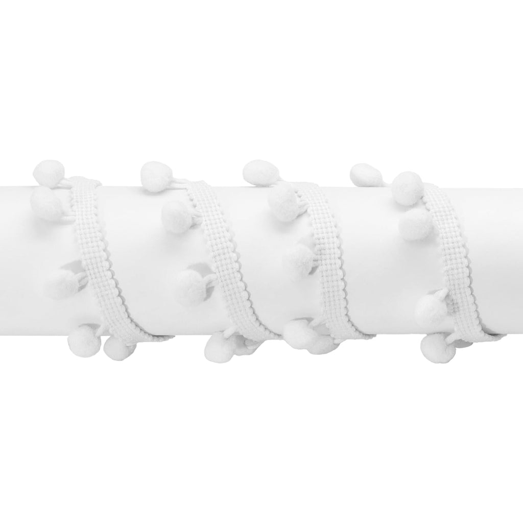 10 Yards Pom Pom Trim, 1" Wide White Ribbon, 13mm Balls