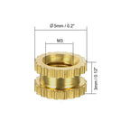 uxcell M3 x 3mm L x 5mm OD Female Thread Brass Embedment Nuts 100Pcs