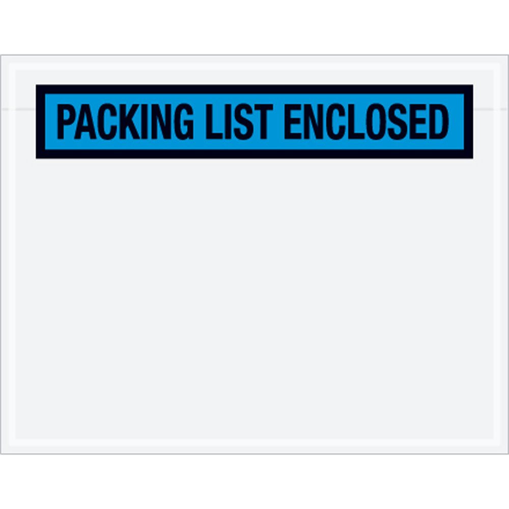 PL458 Panel Face Envelope, "Packing List Enclosed", 7" Length x 5-1/2" Width, Blue (Case of 1000)