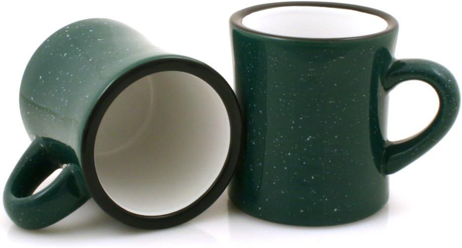 Ceramic Diner Campfire Mugs, 10oz, Set of 4 (Forest Green)