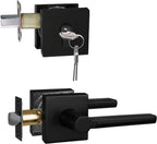 Keyed Deadbolt Lock with Passage Lever Handle Set