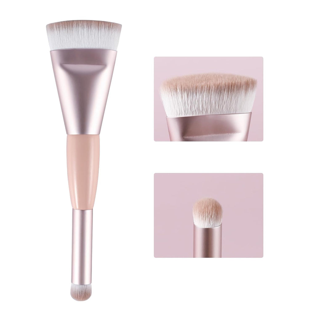 Dual Ended Foundation Brush, Flat & Angled for Face Makeup, 1 Ct
