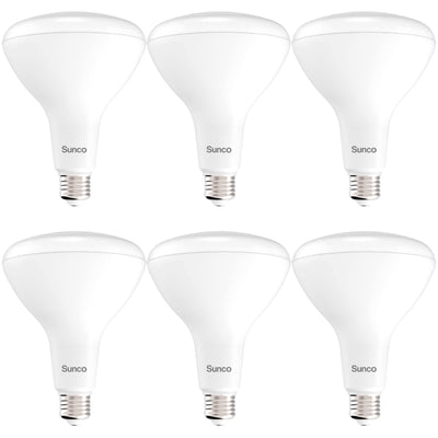 Sunco 6 Pack BR40 LED Flood Light Bulb, E26, 17W=100W, 5000K Daylight