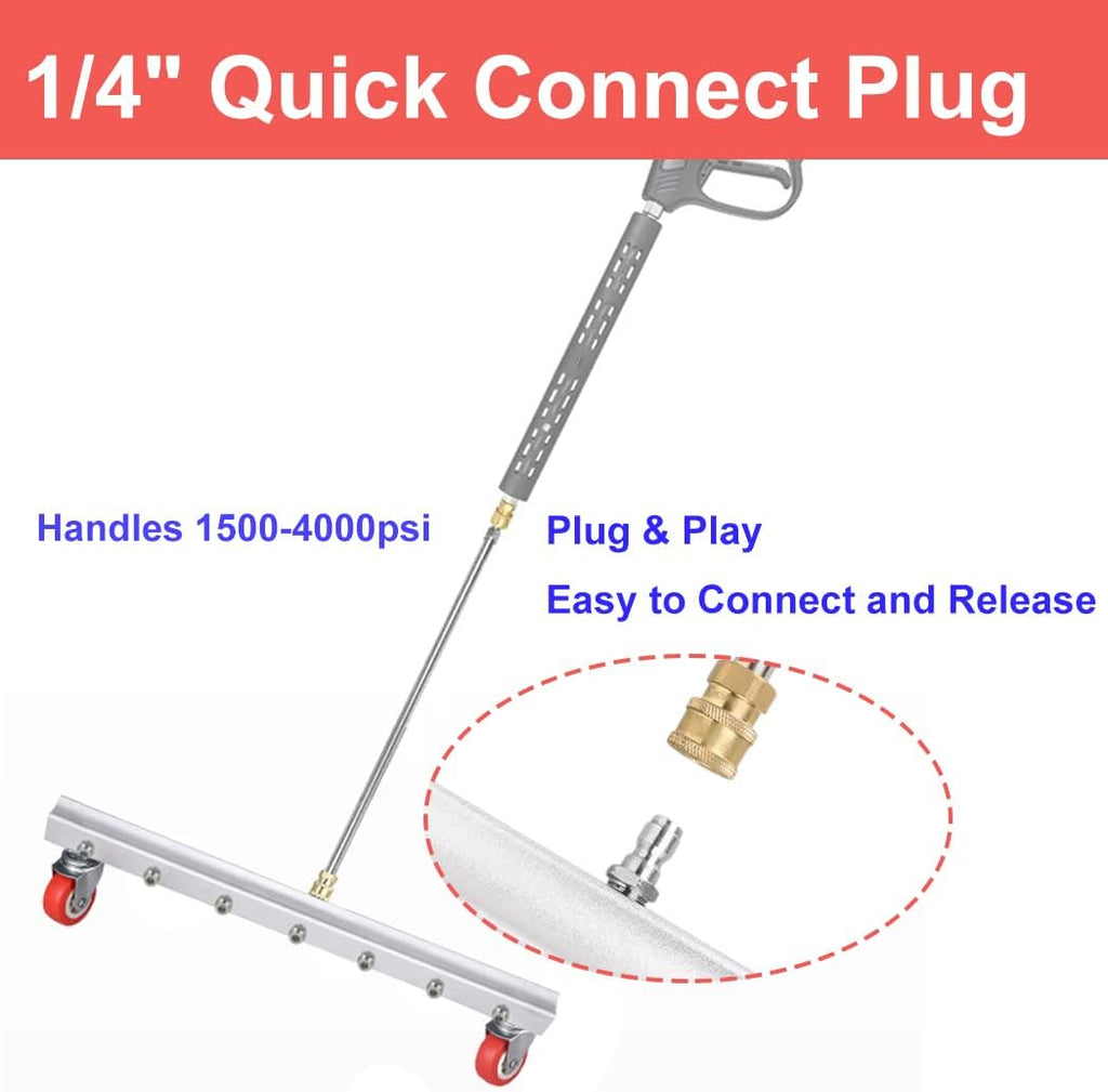 39 inch Water Broom Pressure Washer Surface Cleaner 4000 Psi Power Broom Sweeper with 7 Nozzles 2 Extension Wand for