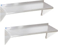 Stainless Steel Shelf 2 Pack 12"x36", Wall Mounted Metal Shelves