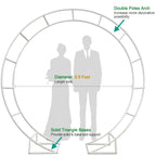 Round Wedding Arch 6.5ft Metal Backdrop Stand with Base