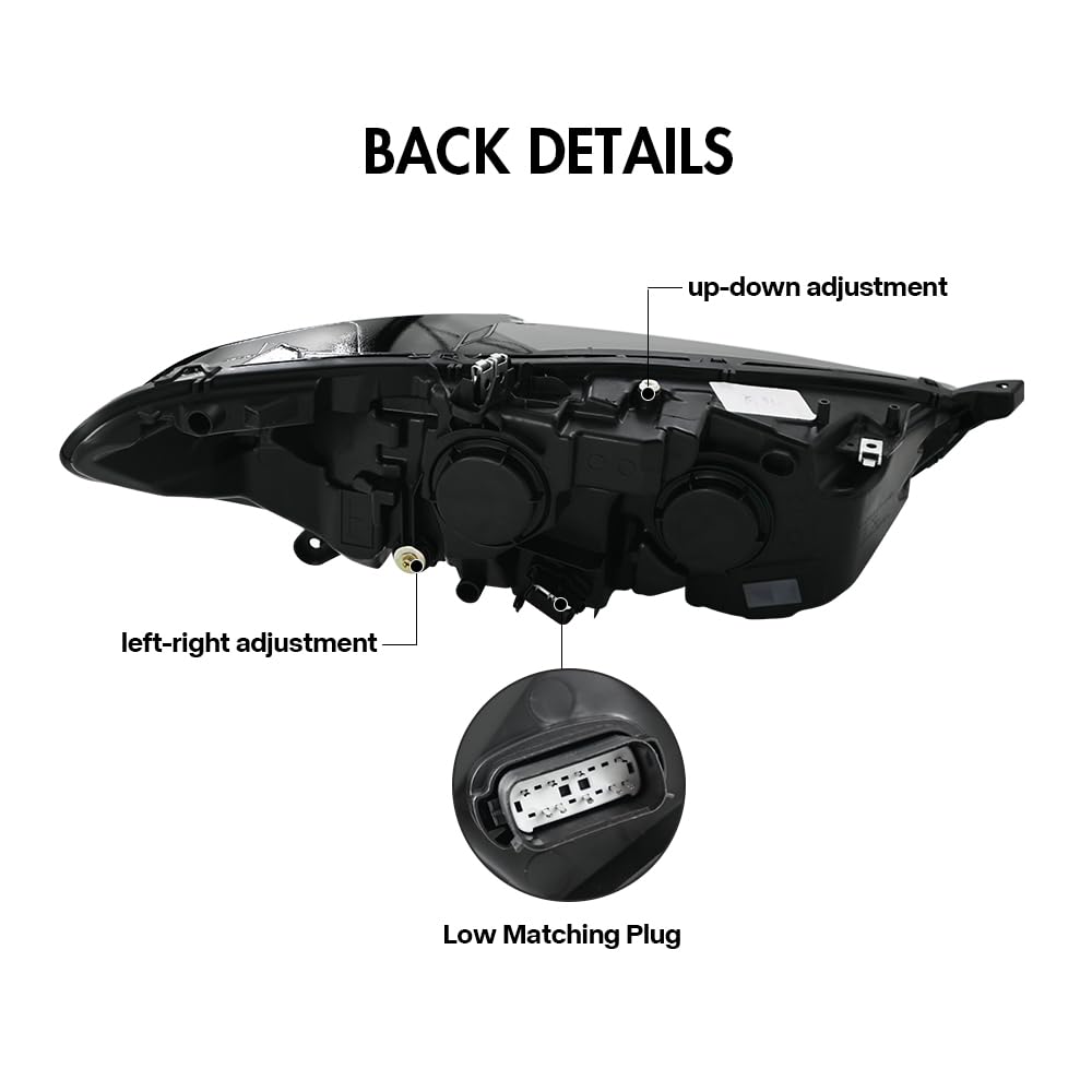 Headlights Compatible with Ford Fusion 2013-2016 2nd Gen Projector Frontlight with Start-up Animation Sequential Turn