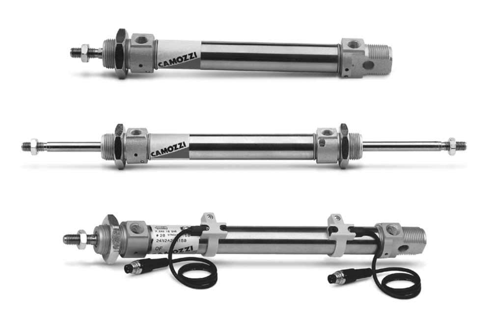 CAMOZZI 24N2A20A050 20 MM BORE, 24 Series, 50 MM Stroke, Double-Acting, MINI-Cylinder, Nose NUT, Stainless Steel, Standard Version