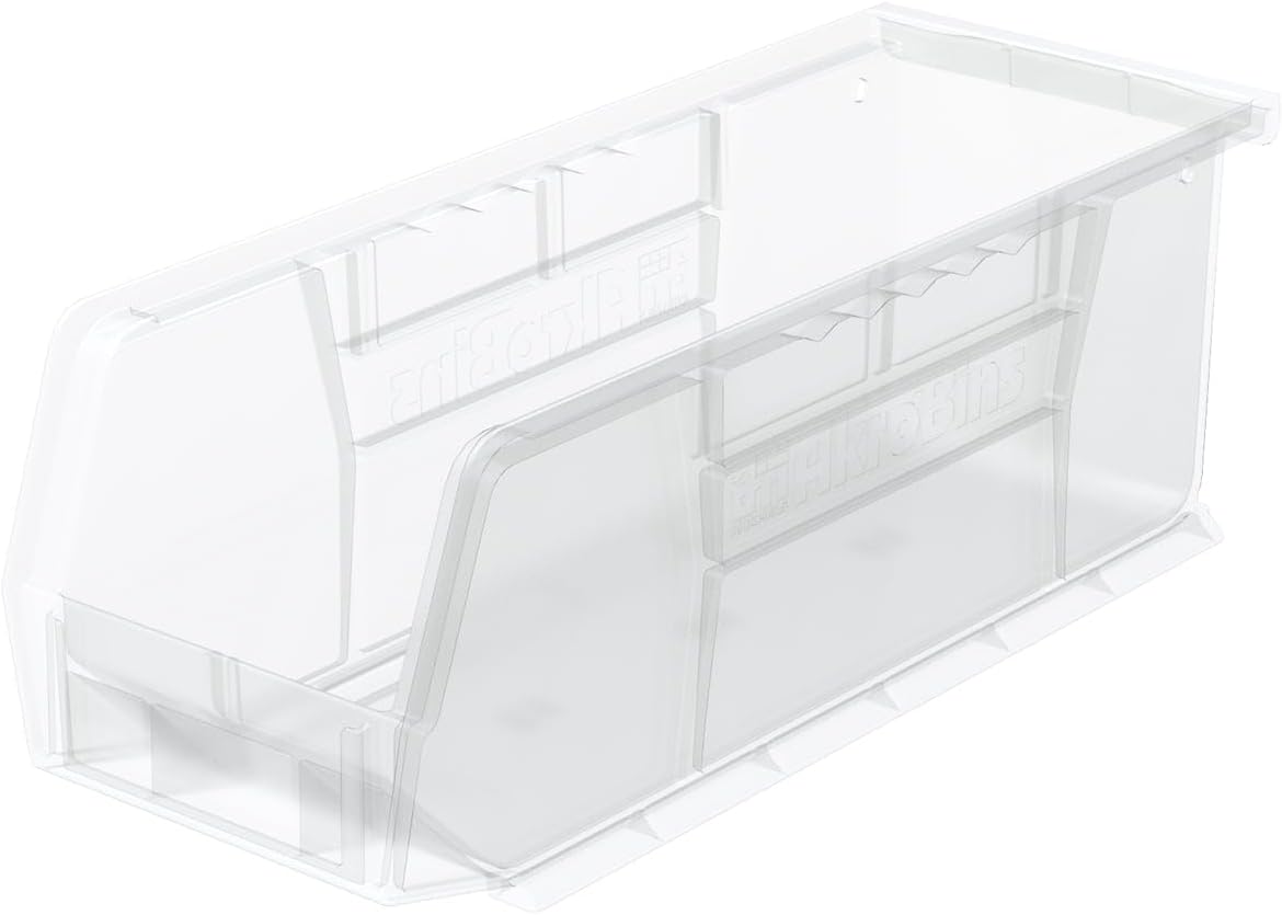 AkroBins Plastic Storage Bins, 11"x 4"x 4", Clear, 12-Pack