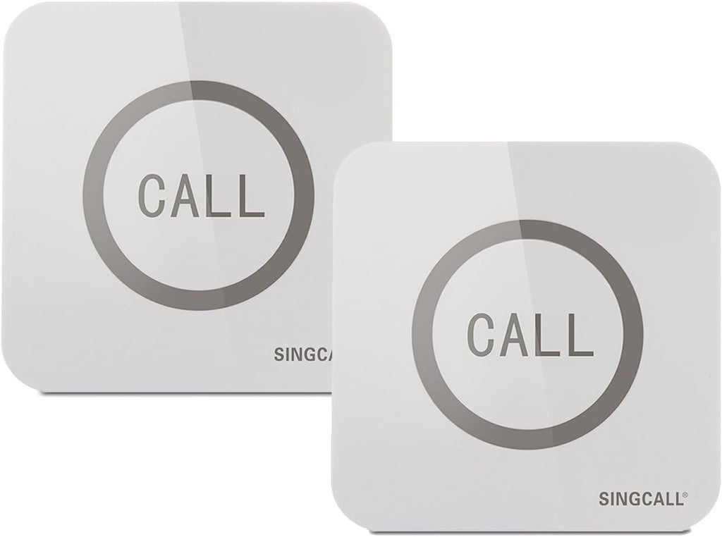 Restaurant Pager System, 2 Waterproof Wireless Call Buttons