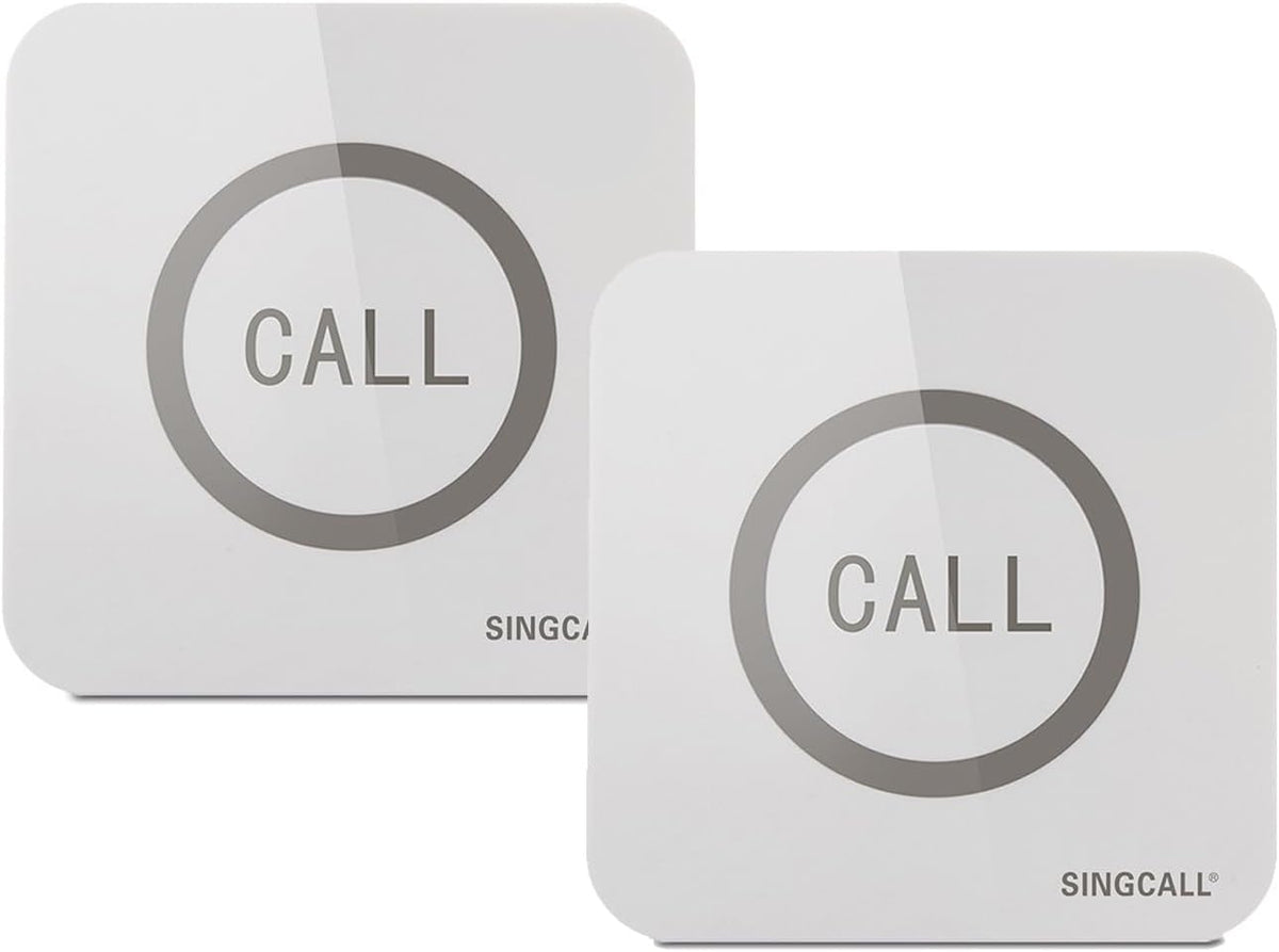 Restaurant Pager System, 2 Waterproof Wireless Call Buttons