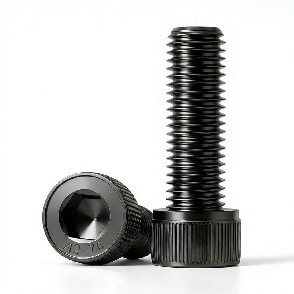 M4 x 12mm (50 Pack) Socket Head Cap Bolts with Hex Spanner, Black Oxide 304 Stainless Steel 18-8, Allen Socket Drive, Full Thread