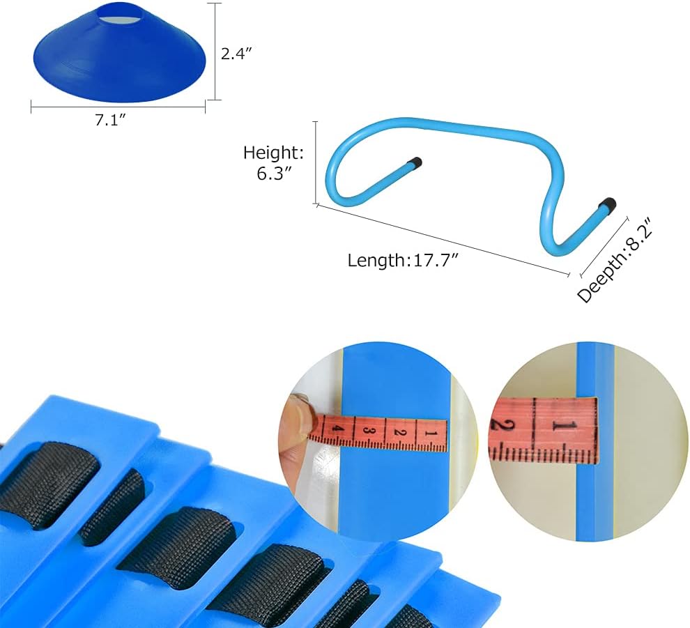 Agility Ladder and Disc Cones Training Set Adjustable Rungs Training Ladder with 10 Plastic Sport Cones for Training