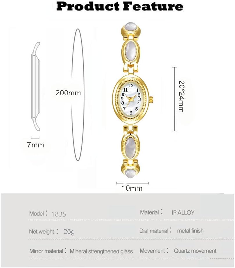 Womens Gold Watch Waterproof Quartz Wrist Watch Elegant Oval Vintage Small Dial Bracelet Watch Fashion Dress Watches