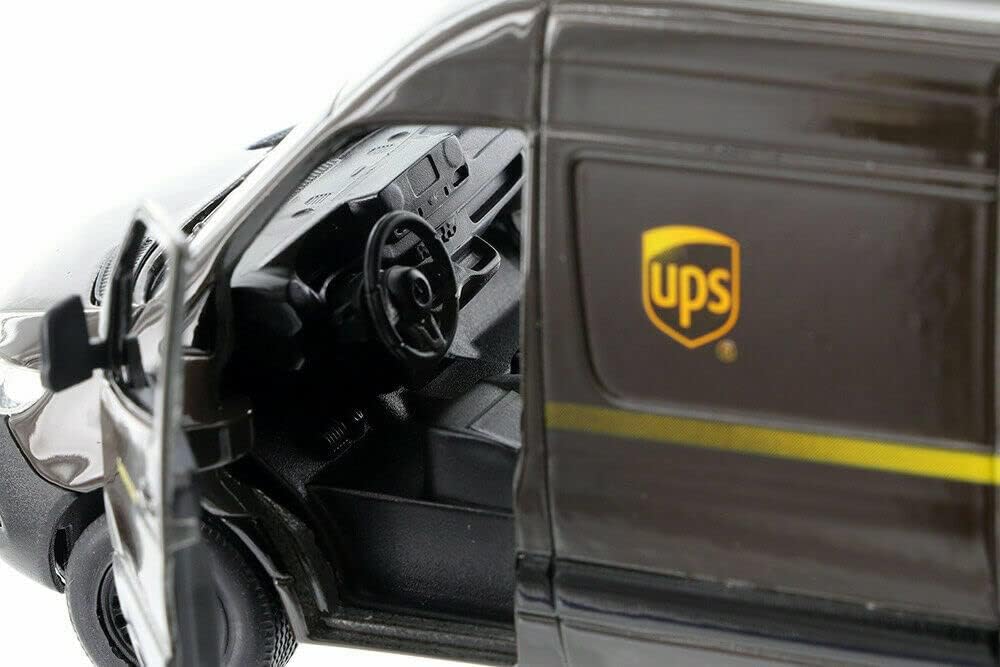 Mercedes-Benz Sprinter UPS Edition Cargo Van, 1:48 O Scale Die Cast Metal Model Toy Van, Pull-Back Action
