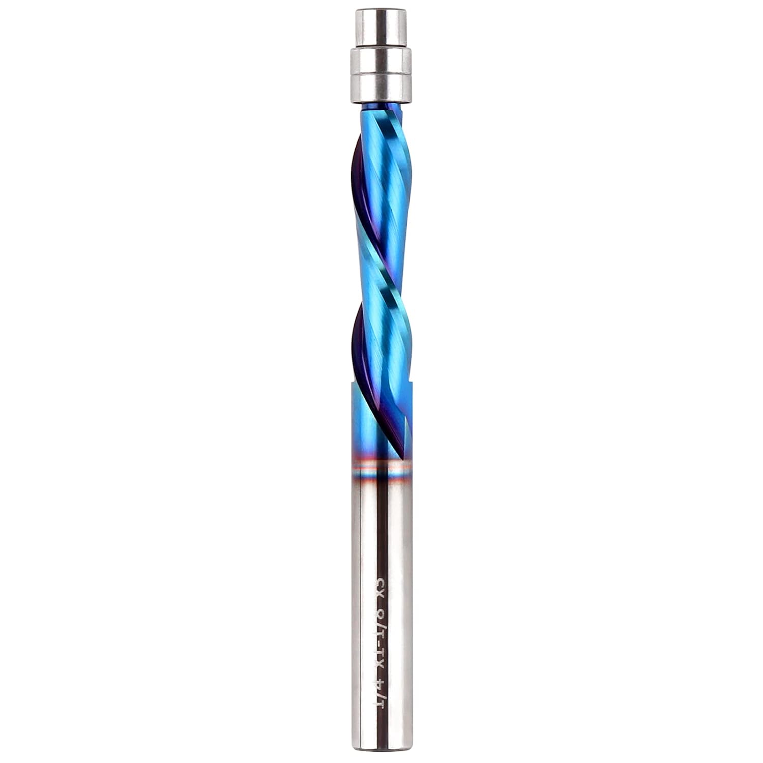 Downcut Spiral Flush Trim Router Bit, 1/4 Inch Shank Solid Carbide Flush Trim Router Bits Spiral with Nano Coated by