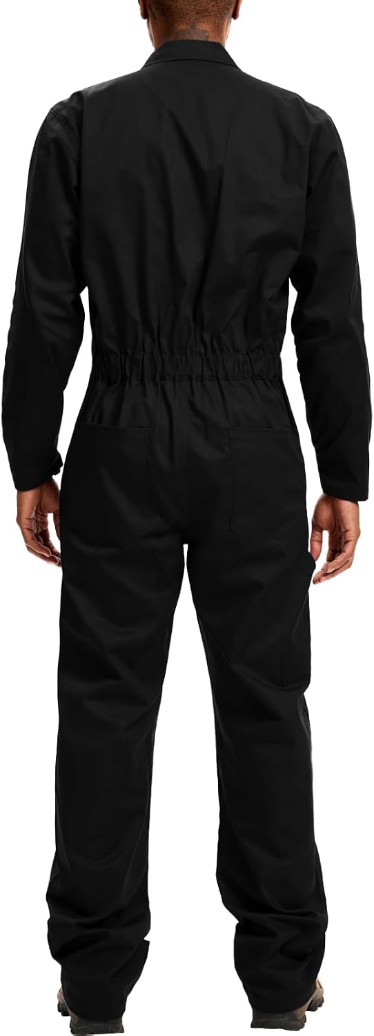 Men's Coveralls Long Sleeve 100% Cotton Twill Workwear Jumpsuit Relaxed Fit