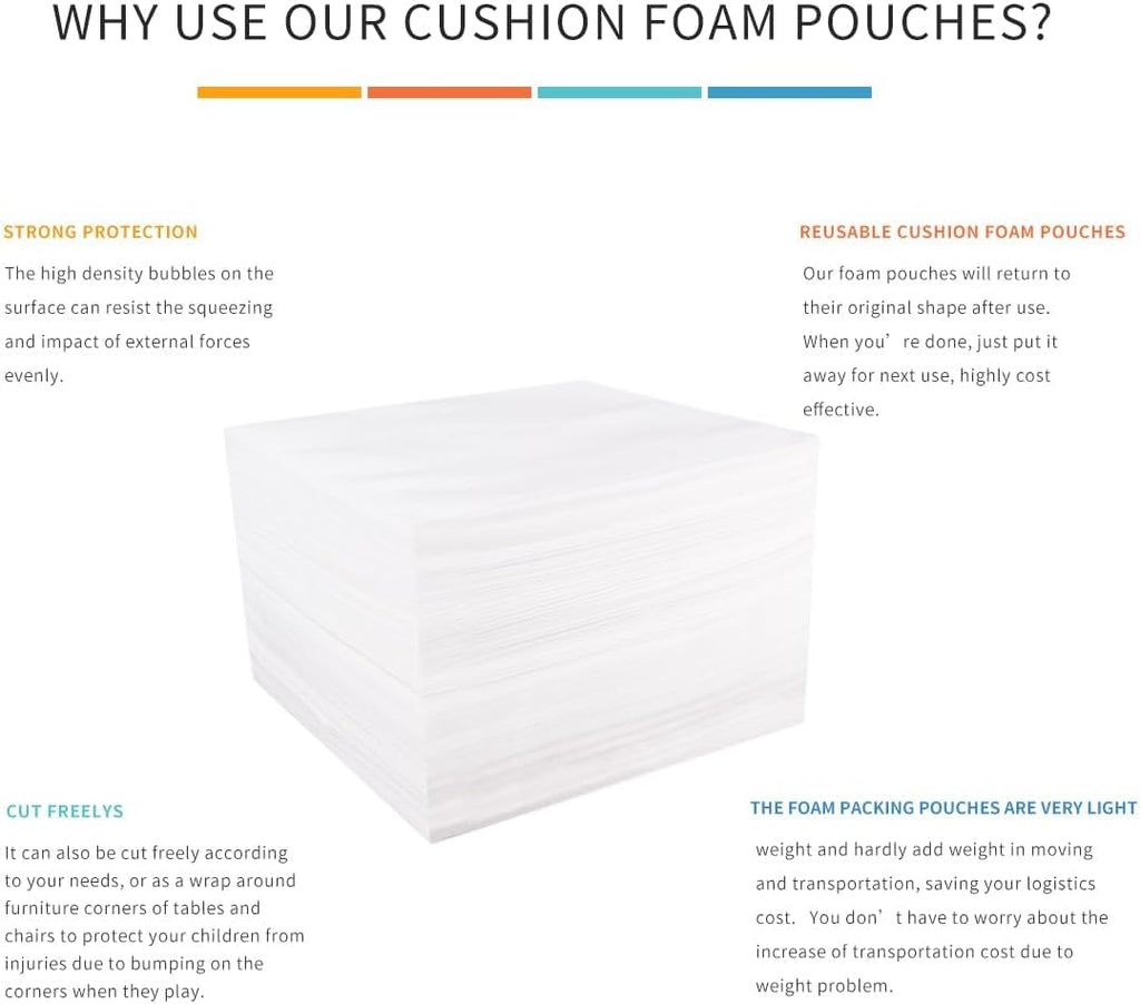 Moving Supplies, 13"x13" 50 Pack Cushion Foam Pouches